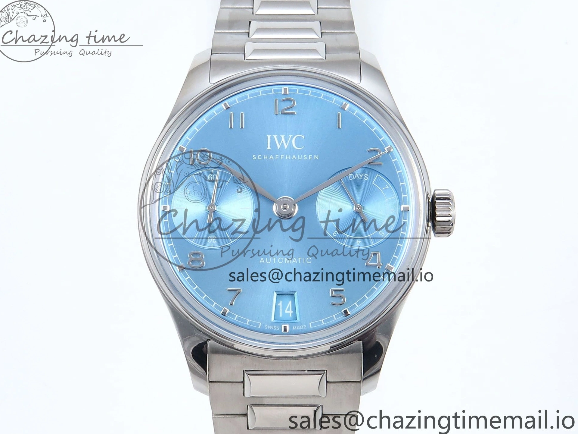 MIROTIME 0202 FashionForward Portugieser Auto IWC0562D APSF 1:1 Best Edition Light Blue Dial on SS Bracelet A 6994